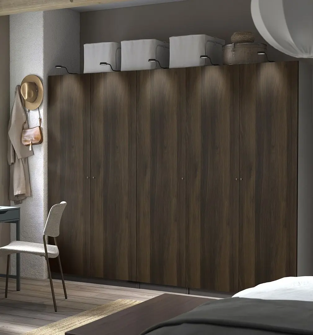 Dulap Ikea Pax/Storklinta rafturi/bare/cosuri 250x60x201 (Gri inchis/Maro inchis)