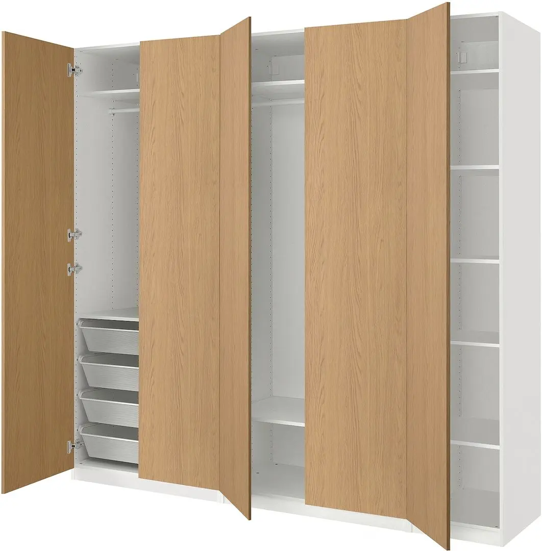 Dulap Ikea Pax/Storklinta rafturi/bare/cosuri 250x60x236 (Alb/Aspect Stejar)