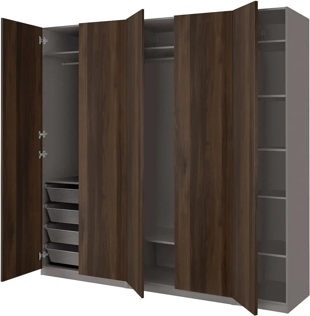 Dulap Ikea Pax/Storklinta rafturi/bare/cosuri 250x60x236 (Gri inchis/Maro inchis)