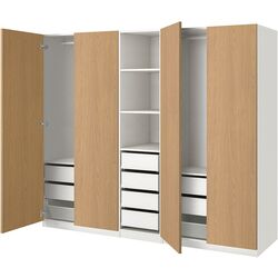 Dulap Ikea Pax/Storklinta rafturi/bare/sertare 250x58x201 (Alb/Aspect Stejar) Thumb