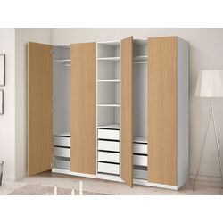 Dulap Ikea Pax/Storklinta rafturi/bare/sertare 250x58x236 (Alb/Aspect Stejar)