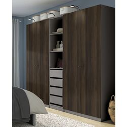Dulap Ikea Pax/Storklinta rafturi/bare/sertare/cosuri 250x58x201 (Gri inchis/Maro inchis)