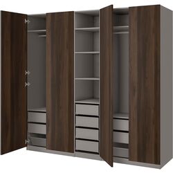 Dulap Ikea Pax/Storklinta rafturi/bare/sertare/cosuri 250x58x236 (Gri inchis/Maro inchis) Thumb