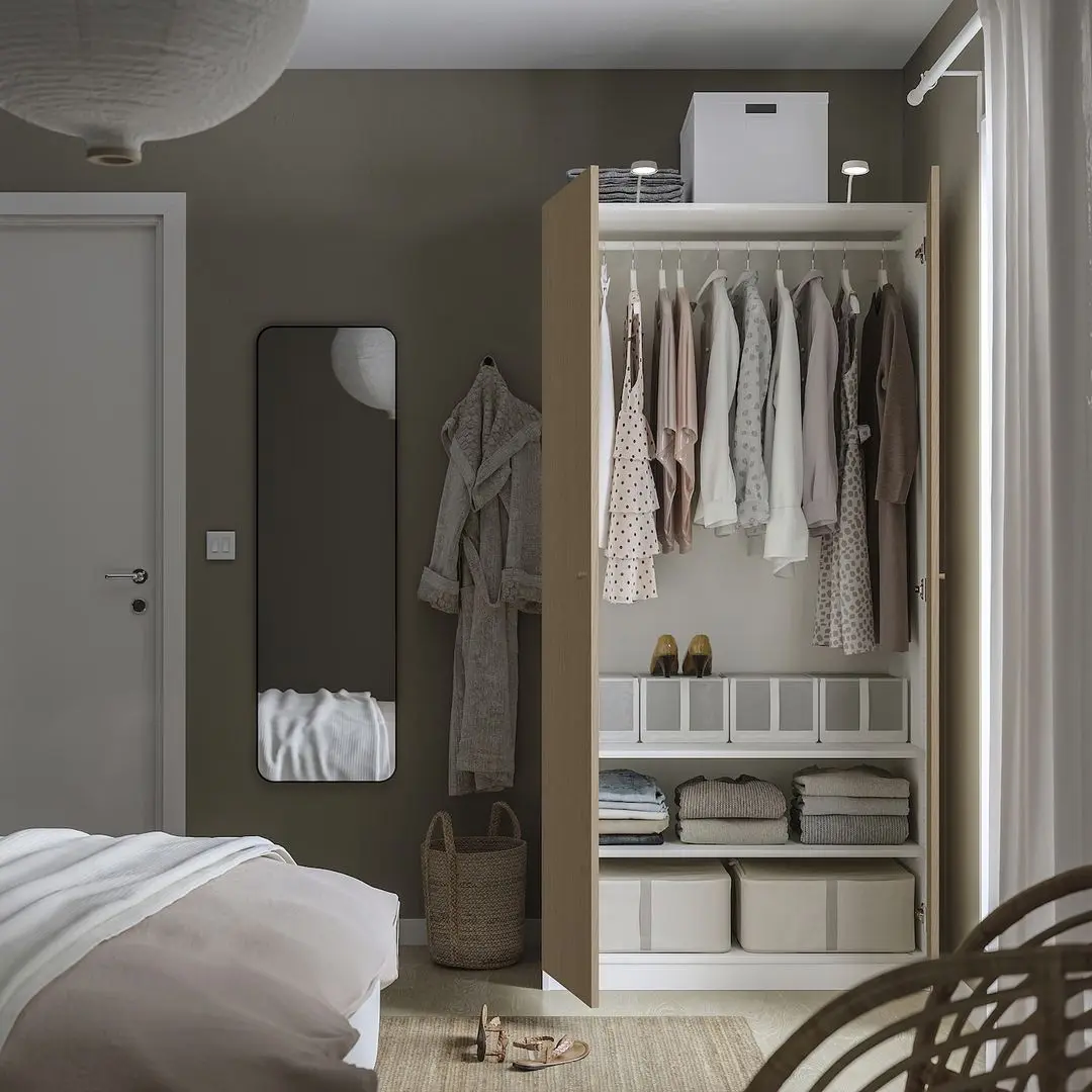 Шкаф Ikea Pax/Storklinta rafturi/bara 100x60x201 (Белый/Имитация Дуба)