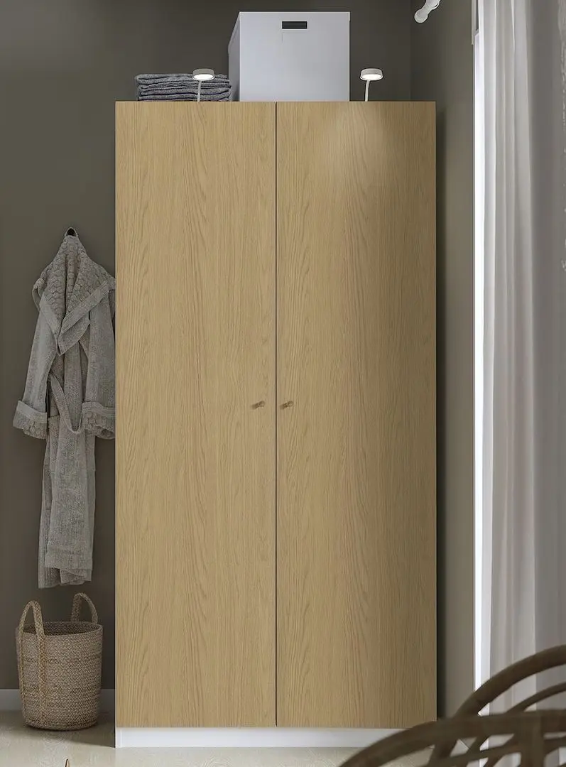 Шкаф Ikea Pax/Storklinta rafturi/bara 100x60x201 (Белый/Имитация Дуба)