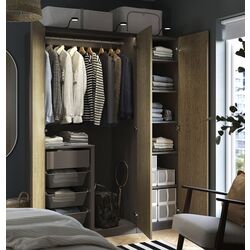 Dulap Ikea Pax/Tonstad rafturi/bara/sertar/cosuri 150x60x201 (Gri inchis/Furnir Stejar Vopsit Maro) Thumb