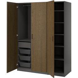 Dulap Ikea Pax/Tonstad rafturi/bara/sertar/cosuri 150x60x201 (Gri inchis/Furnir Stejar Vopsit Maro) Thumb