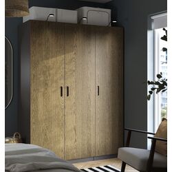 Dulap Ikea Pax/Tonstad rafturi/bara/sertar/cosuri 150x60x201 (Gri inchis/Furnir Stejar Vopsit Maro)