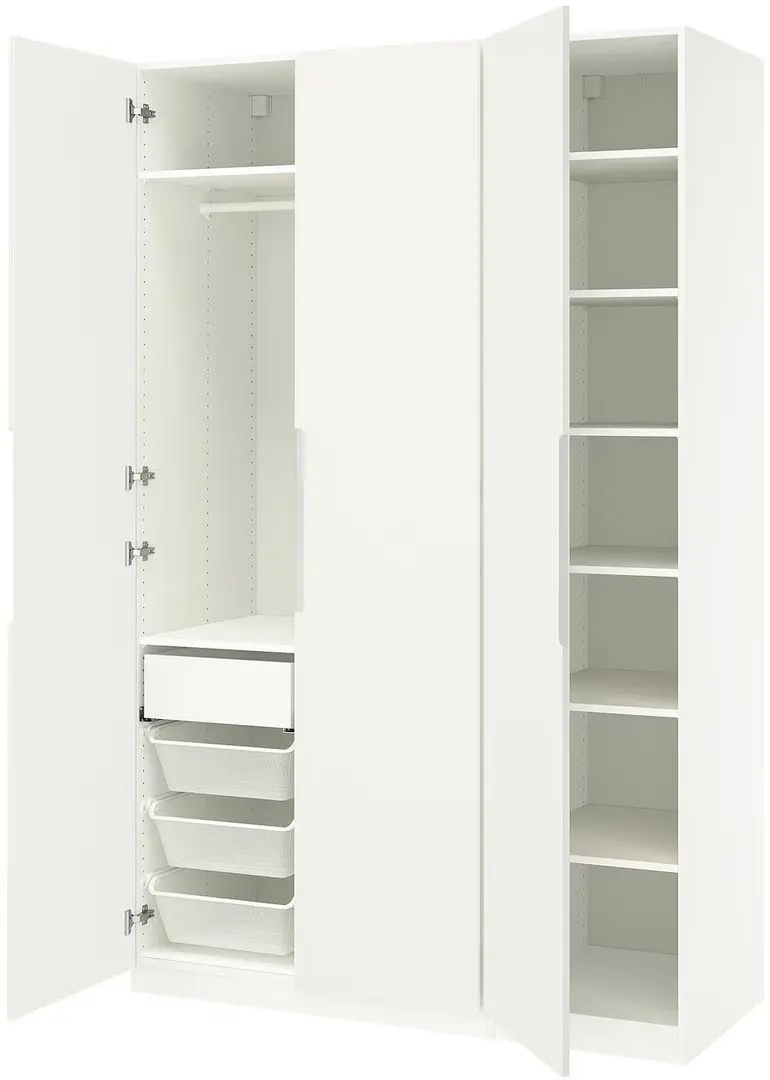 Dulap Ikea Pax/Tonstad rafturi/bara/sertar/cosuri 150x60x236 (Alb)