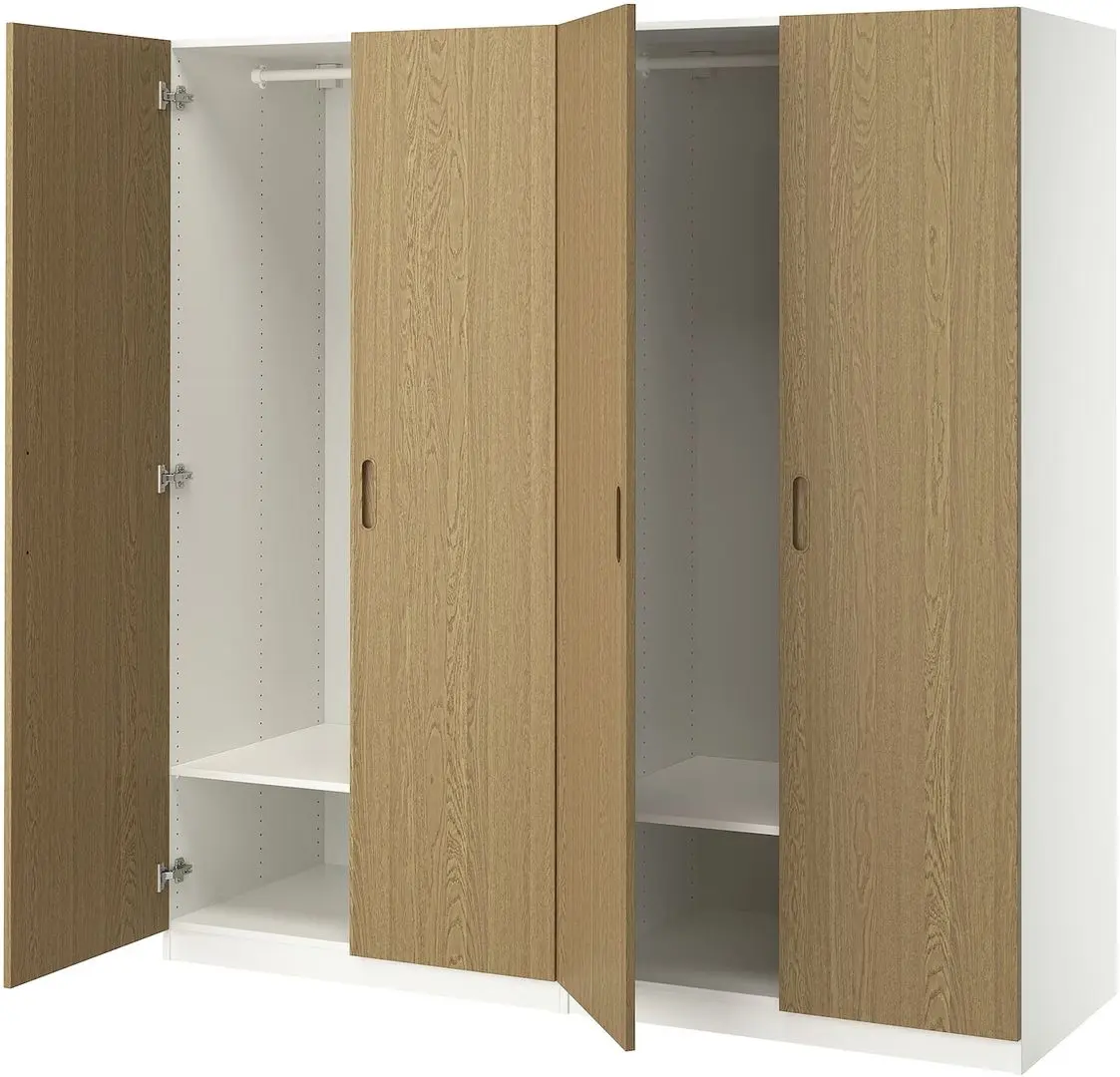 Dulap Ikea Pax/Tonstad rafturi/bare 200x60x201 (Alb/Furnir Stejar)