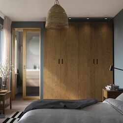 Dulap Ikea Pax/Tonstad rafturi/bare 200x60x236 (Gri inchis/Furnir Stejar Vopsit Maro) Thumb