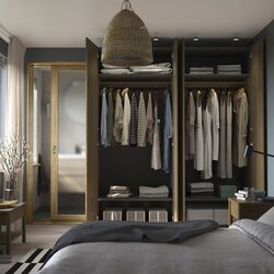 Dulap Ikea Pax/Tonstad rafturi/bare 200x60x236 (Gri inchis/Furnir Stejar Vopsit Maro) Thumb