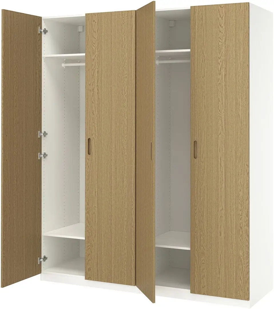 Dulap Ikea Pax/Tonstad rafturi/bare 200x60x236 (Alb/Furnir Stejar)