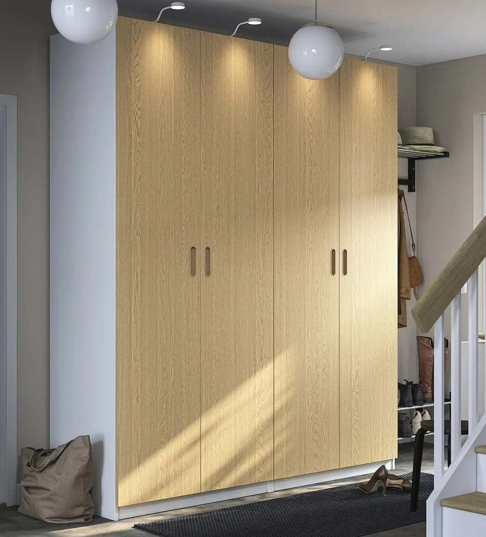 Dulap Ikea Pax/Tonstad rafturi/bare 200x60x236 (Alb/Furnir Stejar)