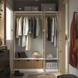 Dulap Ikea Pax/Tonstad rafturi/bare/sticla 150x60x201 (Alb/Furnir Stejar) Thumb