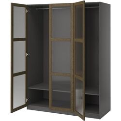 Dulap Ikea Pax/Tonstad rafturi/bare/sticla 150x60x201 (Gri inchis maro/Furnir Stejar Vopsit) Thumb