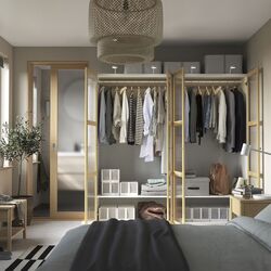 Dulap Ikea Pax/Tonstad rafturi/bare/sticla 200x60x201 (Alb/Furnir Stejar) Thumb