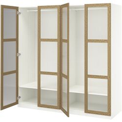 Dulap Ikea Pax/Tonstad rafturi/bare/sticla 200x60x201 (Alb/Furnir Stejar) Thumb