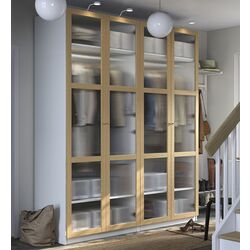 Dulap Ikea Pax/Tonstad rafturi/bare/sticla 200x60x236 (Alb/Furnir Stejar)