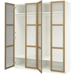 Dulap Ikea Pax/Tonstad rafturi/bare/sticla 200x60x236 (Alb/Furnir Stejar) Thumb