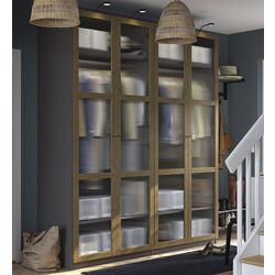 Dulap Ikea Pax/Tonstad rafturi/bare/sticla 200x60x236 (Gri inchis maro/Furnir Stejar Vopsit)