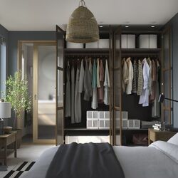 Dulap Ikea Pax/Tonstad rafturi/bare/sticla 200x60x236 (Gri inchis maro/Furnir Stejar Vopsit) Thumb