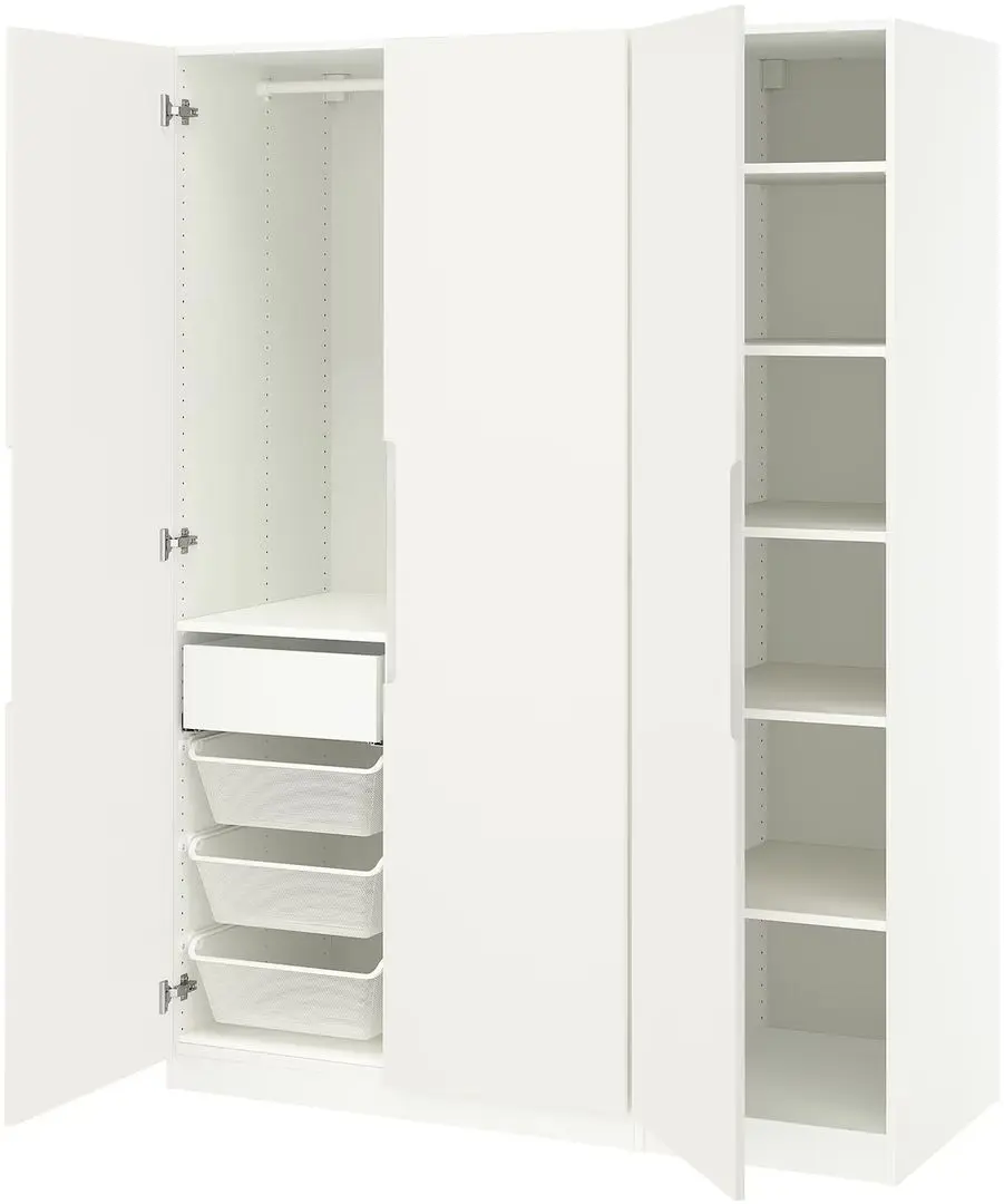 Dulap Ikea Pax/Tonstad rafturi/bare/sertar/cosuri 150x60x201 (Alb)