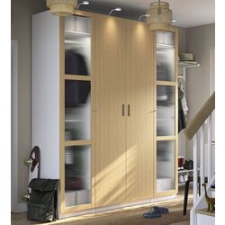 Dulap Ikea Pax/Tonstad rafturi/bare/sertare/cos/sticla 200x60x236 (Alb/Furnir Stejar)