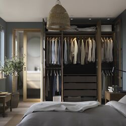 Dulap Ikea Pax/Tonstad rafturi/bare/sertare/cos/sticla 200x60x236 (Gri inchis maro/Furnir Stejar Vopsit) Thumb