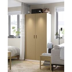 Dulap Ikea Pax/Tonstad rafturi/bare/sertare/cosuri 100x60x201 (Alb/Furnir Stejar) Thumb