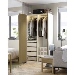 Dulap Ikea Pax/Tonstad rafturi/bare/sertare/cosuri 100x60x201 (Alb/Furnir Stejar) Thumb