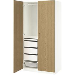 Dulap Ikea Pax/Tonstad rafturi/bare/sertare/cosuri 100x60x201 (Alb/Furnir Stejar) Thumb