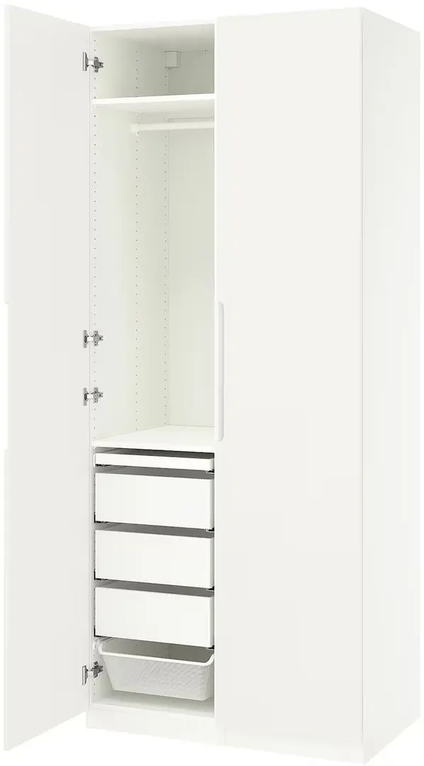 Dulap Ikea Pax/Tonstad rafturi/bare/sertare/cosuri 100x60x236 (Alb)