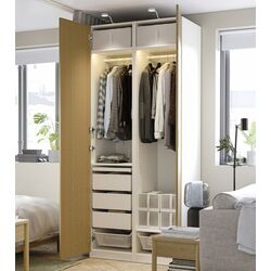 Dulap Ikea Pax/Tonstad rafturi/bare/sertare/cosuri 100x60x236 (Alb/Furnir Stejar) Thumb