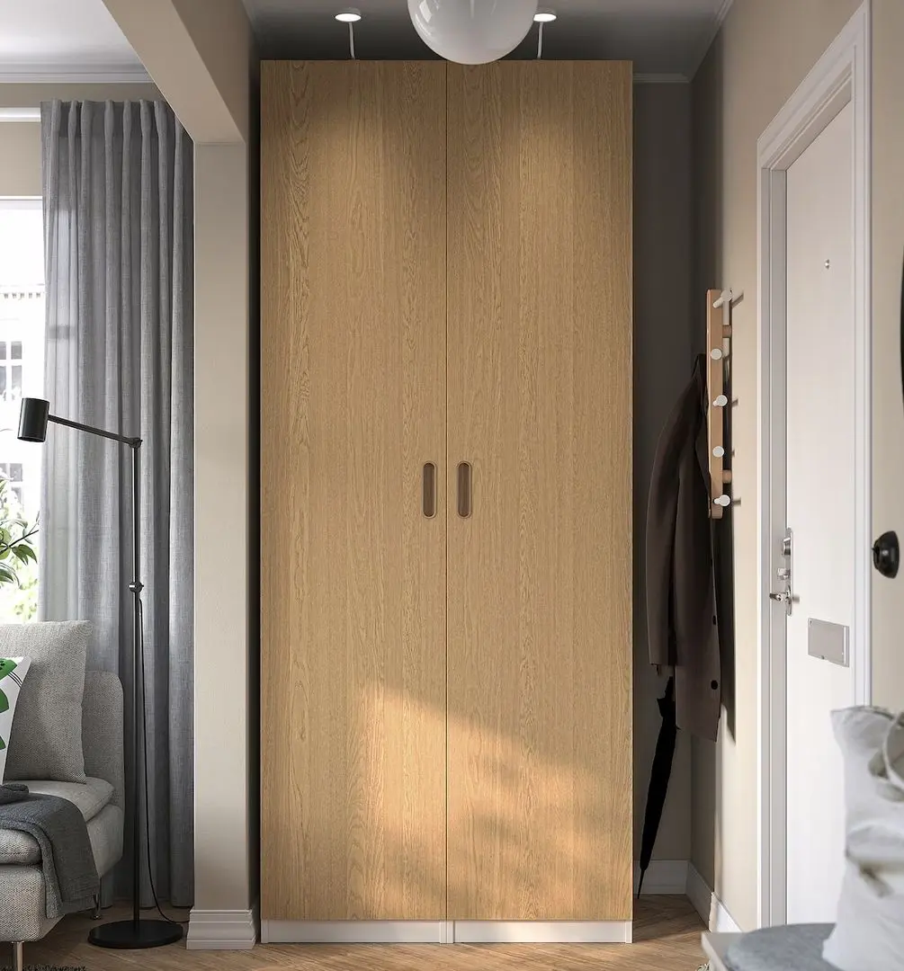 Dulap Ikea Pax/Tonstad rafturi/bare/sertare/cosuri 100x60x236 (Alb/Furnir Stejar)