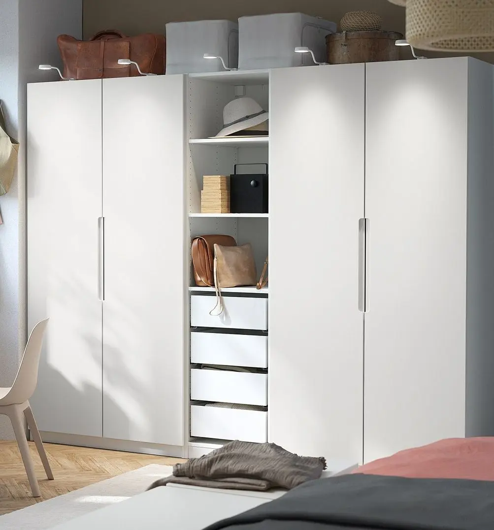 Dulap Ikea Pax/Tonstad rafturi/bare/sertare/cosuri 250x60x201 (Alb)