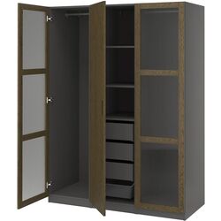 Dulap Ikea Pax/Tonstad rafturi/bare/sertare/cosuri/sticla 150x60x201 (Gri inchis maro/Furnir Stejar Vopsit) Thumb