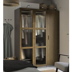 Dulap Ikea Pax/Tonstad rafturi/bare/sertare/cosuri/sticla 150x60x201 (Gri inchis maro/Furnir Stejar Vopsit)