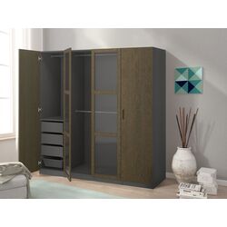 Dulap Ikea Pax/Tonstad rafturi/bare/sertare/cosuri/sticla 200x60x201 (Gri inchis maro/Furnir Stejar Vopsit)