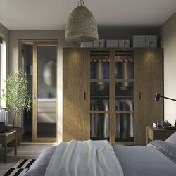 Dulap Ikea Pax/Tonstad rafturi/bare/sertare/cosuri/sticla 200x60x201 (Gri inchis maro/Furnir Stejar Vopsit) Thumb