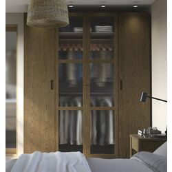 Dulap Ikea Pax/Tonstad rafturi/bare/sertare/cosuri/sticla 200x60x236 (Gri inchis maro/Furnir Stejar Vopsit)