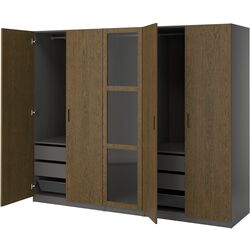Dulap Ikea Pax/Tonstad rafturi/bare/sertare/cosuri/sticla 250x60x201 (Gri inchis maro/Furnir Stejar Vopsit) Thumb