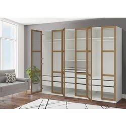 Dulap Ikea Pax/Tonstad rafturi/bare/sertare/sticla 300x60x236 (Alb/Furnir Stejar)