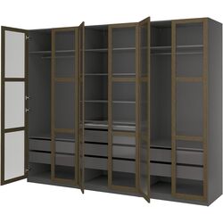 Dulap Ikea Pax/Tonstad rafturi/bare/sertare/sticla 300x60x236 (Gri inchis maro/Furnir Stejar Vopsit) Thumb