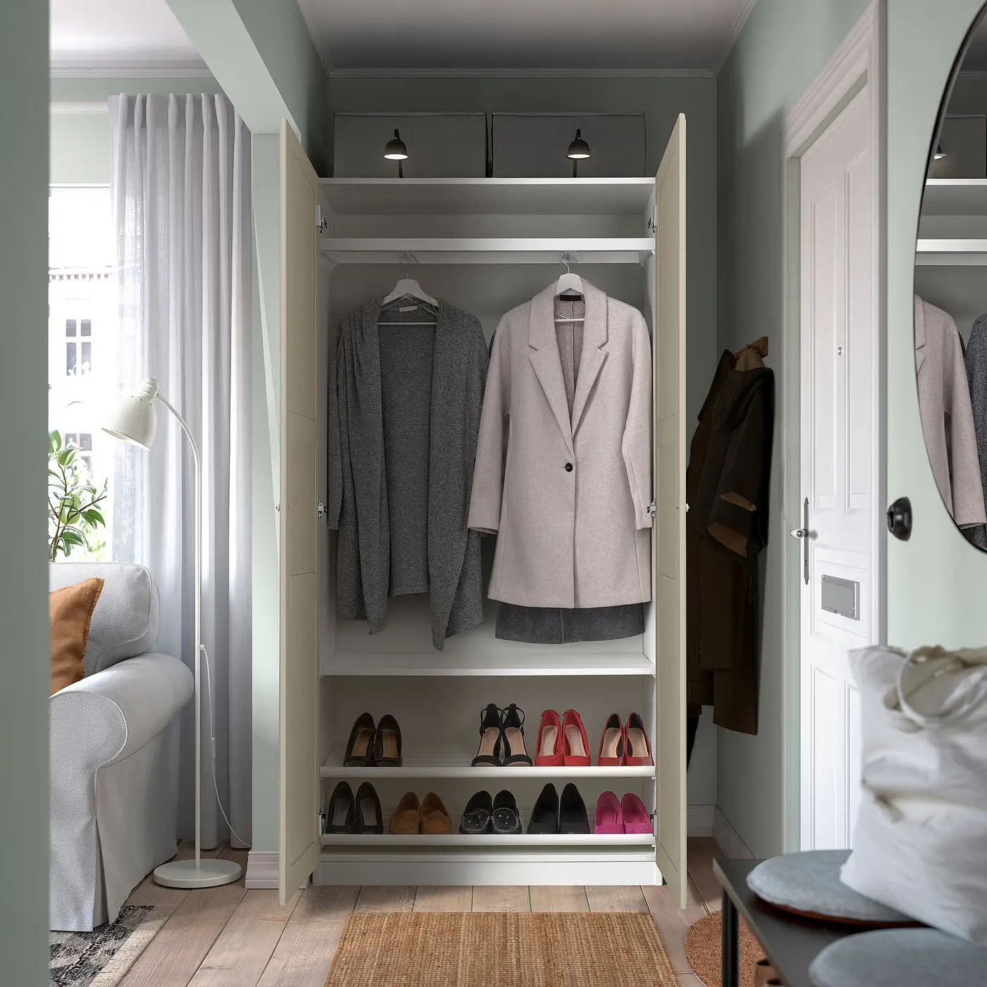 Dulap Ikea Pax/Tyssedal raft/bara/polite incaltaminte 100x38x201 (Alb/Gri-bej) - 2