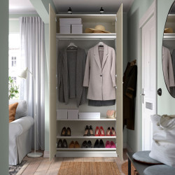 Шкаф Ikea Pax/Tyssedal полка/штанга/полки для обуви 100x38x236 (Белый/Серо-бежевый) Thumb