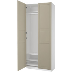 Шкаф Ikea Pax/Tyssedal полка/штанга/полки для обуви 100x38x236 (Белый/Серо-бежевый) Thumb