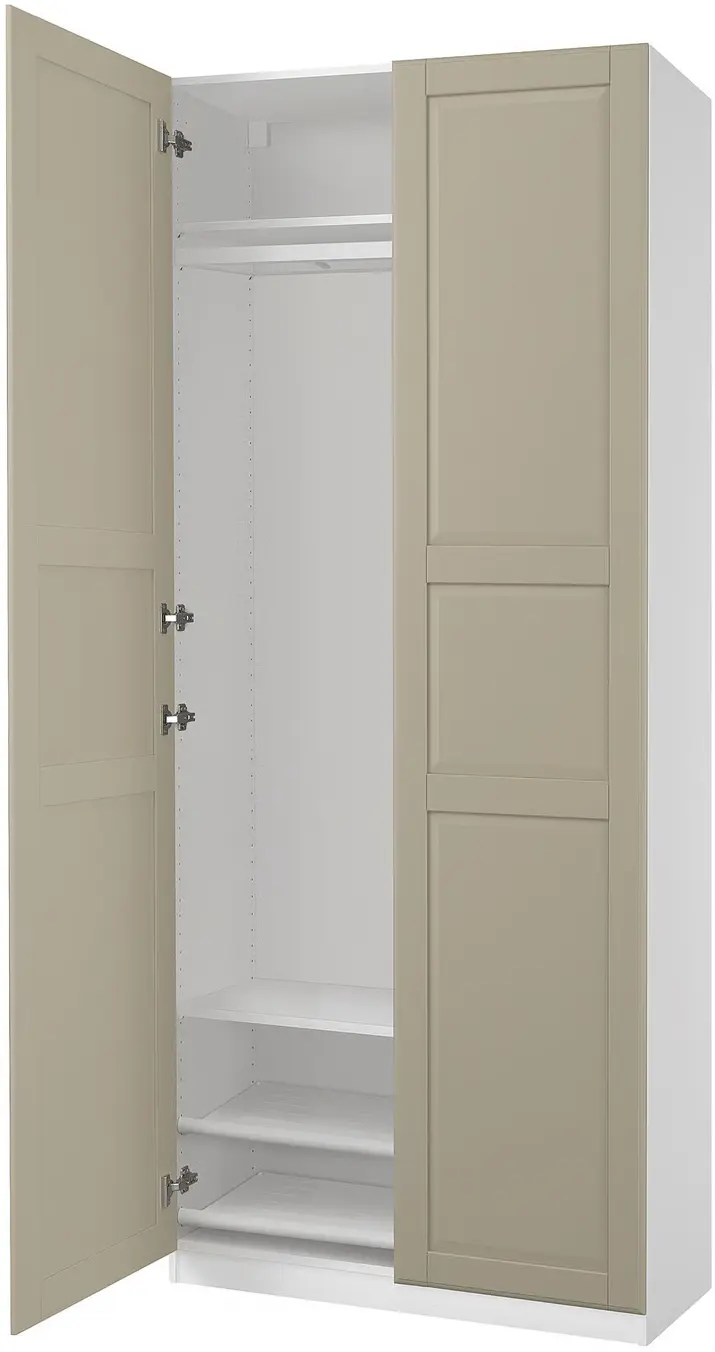 Шкаф Ikea Pax/Tyssedal полка/штанга/полки для обуви 100x38x236 (Белый/Серо-бежевый) - 3