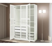 Шкаф Ikea Pax/Tyssedal полки/штанга/ящики/корзины/стекло 150x60x236 (Белый)