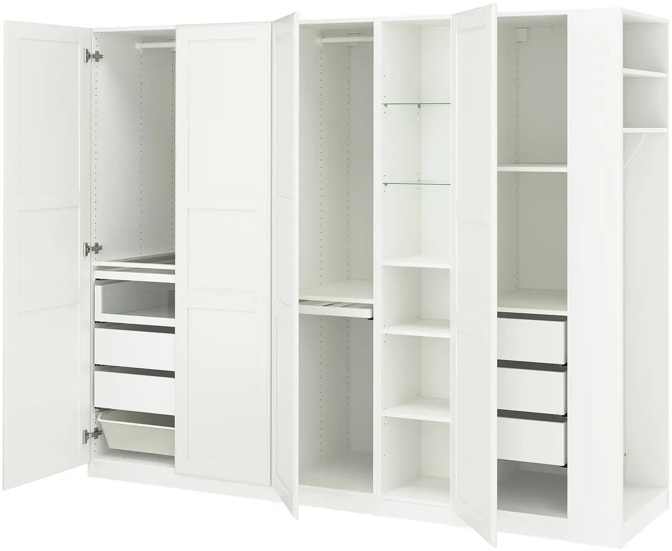 Dulap Ikea Pax/Tyssedal rafturi/bare/sertare/cos/etajere 255x60x201 (Alb) - 4